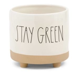 Rae Dunn 8" Stay Green Footed Planter